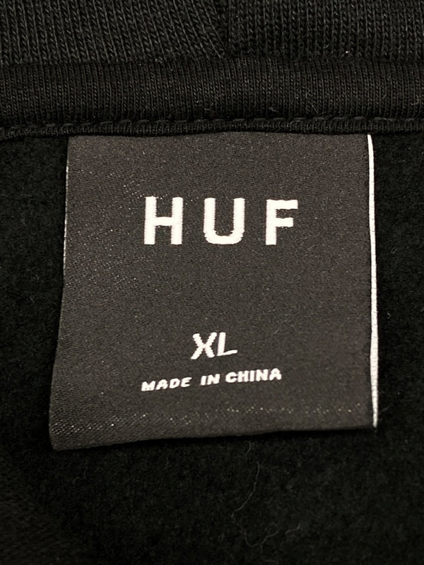 ハフ HUF LOGO APPLIQUE HOODED FLEECE ロゴ アップリケ フーディ フリース 黒 FL00229 パーカ ロゴ ブラック XLサイズ 104MT-1831
