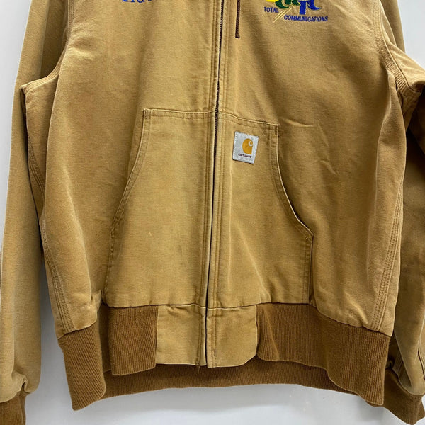 【曜日割引対象外】 カーハート Carhartt アクティブジャケット パーカー 裏地チェック ダック ジャケット ベージュ 201MT-4467 VB
