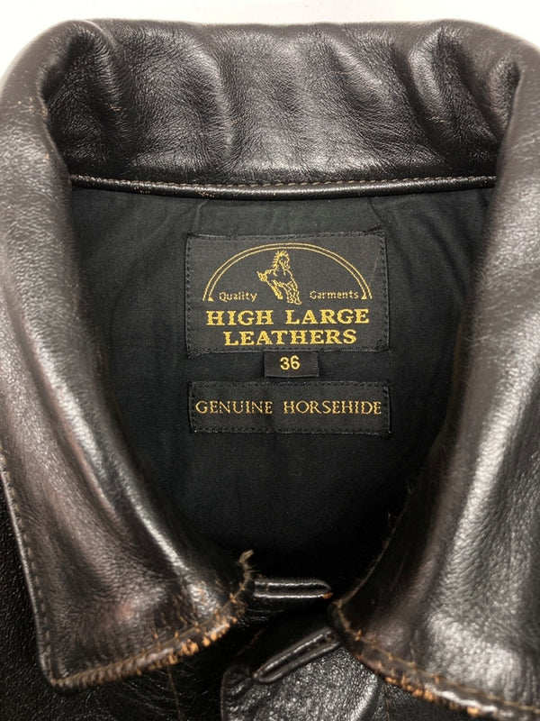 ハイラージレザーズ HIGH LARGE LEATHERS 3rd Type Broken Arrow ブロークン アロー 革ジャン Gジャン ホースハイド バイカー ライダース ジャケット 黒 サイズ36 ジャケット 無地 ブラック 104MT-2224