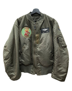 アビレックス AVIREX MA-1 FLIGHT JACKET フライト ジャケット ボンバー ジップアップ ミリタリー 軍物 アウター 緑 ジャケット 刺繍 カーキ Lサイズ 104MT-1799