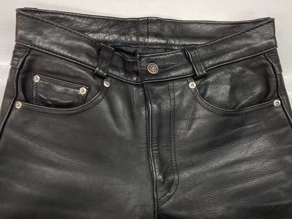 ショット SCHOTT 600 LEATHER PANTS レザーパンツ USA製 ジッパーフライ 黒 無地 ボトムスその他 ブラック サイズ30 104MB-84