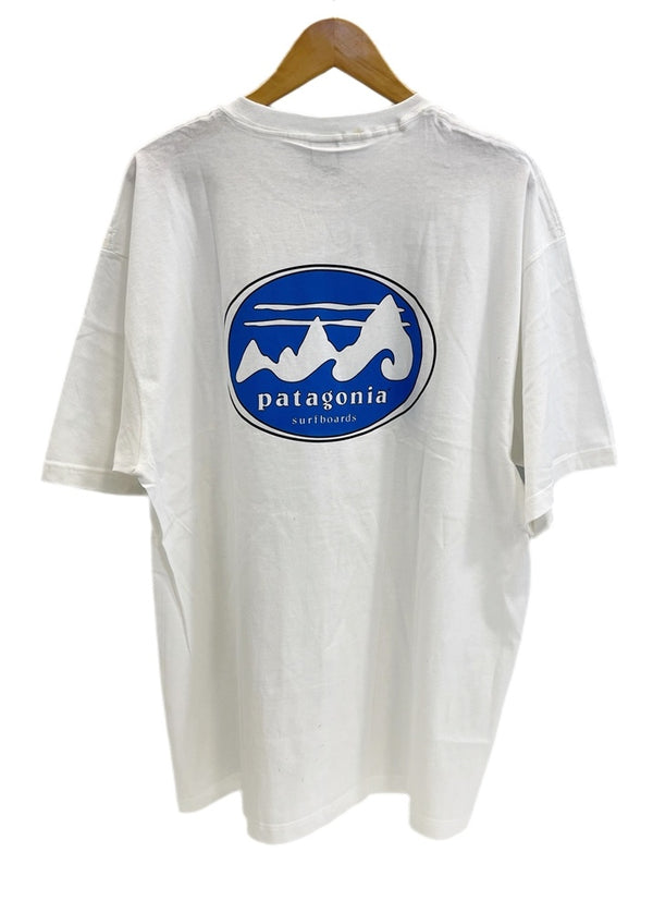 パタゴニア PATAGONIA 90s Vintage ヴィンテージ  USA製 DEADSTOCK デッドストック surfboards サーフボード プリントTシャツ ロゴ  XL Tシャツ ホワイト LLサイズ 101MT-4705