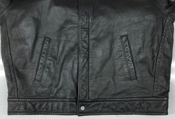 US US古着 LEATHER JACKET レザー ジャケット NOTHING ELSE IS A PEPSI ジップアップ ペプシ 企業 アウター 黒 ジャケット 無地 ブラック XLサイズ 104MT-2226