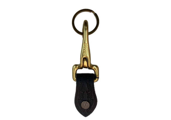 ダブルアールエル RRL LEATHER KEY CHAIN レザー キー チェーン キーリング キーホルダー Ralph Lauren ラルフローレン 黒 金 メンズジュエリー ウォレットチェーン・キーチェーン ロゴ ゴールド 104A-65