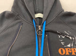 オフホワイト OFF-WHITE 19AW WOMEN PORTRAIT DOUBLE ZIP HOODIE ウーマン ポートレート ダブルジップ フーディ パーカー 紺 OMBE007F19E30014 パーカ プリント ネイビー Mサイズ 104MT-1239