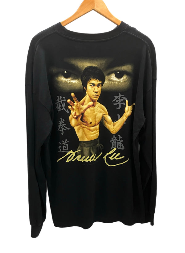 US US古着 vintage MICHAEL BRUCE LEE 龍 李小龍 截拳道 ジークンドー ブルースリー XL ロンT プリント ブラック LLサイズ 101MT-2617