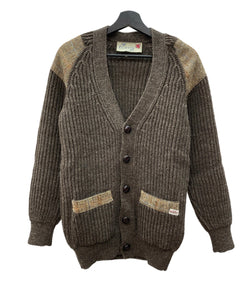 エコッセ Niffi ECOSSE Harris Tweed ハリスツイード ニット 英国製 くるみボタン カーディガン チェック ブラウン XSサイズ 104MT-2257