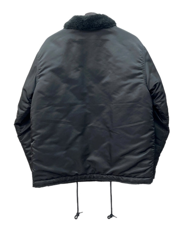 ヒューストン HOUSTON NYLON N-1 DECK JACKET ナイロン デッキ ジャケット 襟ボア ジップアップ アウター 黒 51459 ジャケット プリント ブラック Lサイズ 104MT-1433