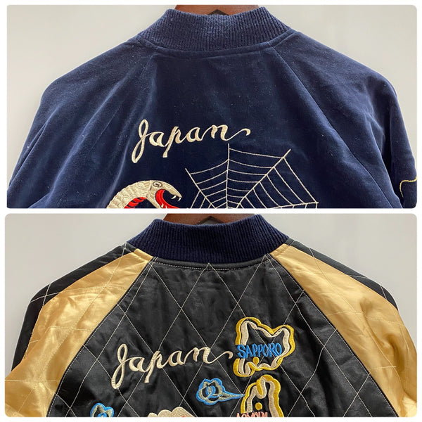 【曜日割引対象外】 東洋エンタープライズ TOYO ENTERPRISE 蛇髑髏 ヘビドクロ 別珍 サテンキルティング スカジャン ジャケット ネイビー Mサイズ 201MT-4273 VB