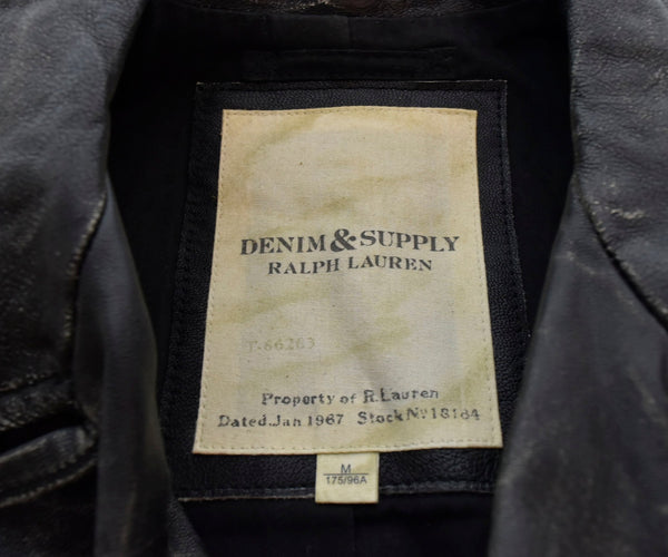 ラルフローレン RalphLauren Denim & Supply デニム アンド サプライ USED加工オールレザー ライダース バイカー ベスト 赤 7282544MCVT ベスト レッド Mサイズ 103MT-1706