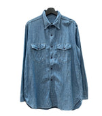 ブッチャープロダクツ BUTCHER PRODUCTS アットラスト  At Last＆Co シャンブレーシャツ ワーク マチ付き 青 サイズ16 長袖シャツ 無地 ブルー 104MT-2259