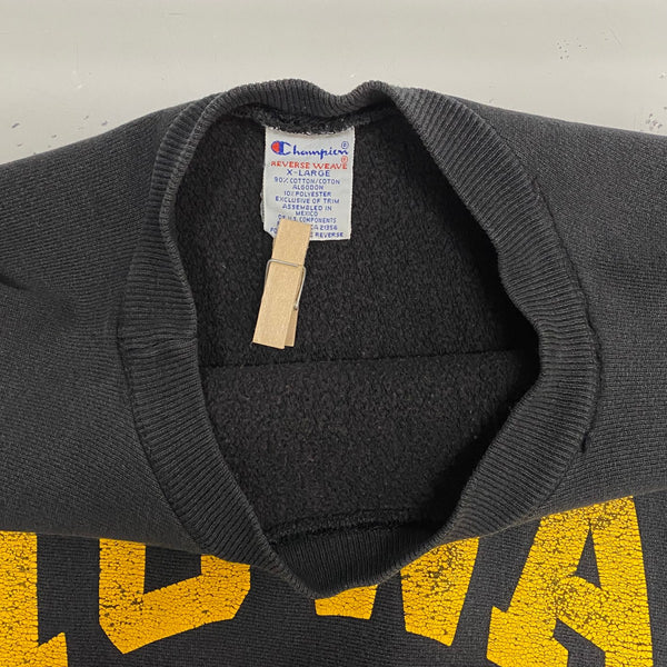 【曜日割引対象外】 チャンピオン Champion 90's REVERSE WEAVE リバースウィーブ IOWA カレッジ メキシコ製 スウェット ブラック XLサイズ 201MT-4513 VB