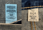 ダブルアールエル RRL DENIM PANTS デニム パンツ 赤耳 セルビッチ ボタンフライ ジーパン ジーンズ USA製 Ralph Lauren インディゴ 青 ロゴ デニム ブルー 34×32 104MB-352