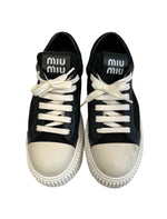 ミュウミュウ miu miu 厚底 ロゴ メッシュ スニーカー  726 レディース靴 スニーカー ブラック サイズ38 101sh-2260