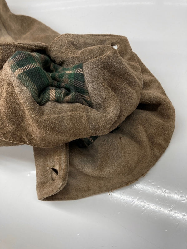 ラルフローレン RalphLauren 80s 90s POLO COUNTRY スウェード レザー カバーオール アウター 裏地ネル 茶色 ジャケット 無地 ブラウン Lサイズ 104MT-2285