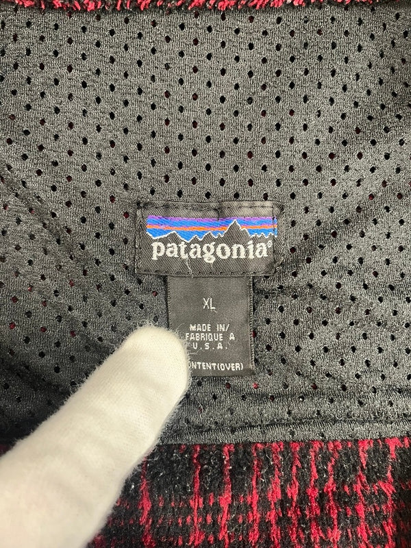 パタゴニア PATAGONIA 98年製 90s 90's USA製 ultra plush over shirt ウルトラプラッシュオーバーシャツ フリースジャケット チェック柄 XL ジャケット レッド 101MT-4804