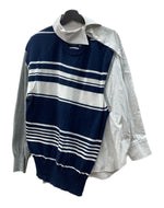 カラー kolor 20SS ASYMMETRY KNIT DOCKING L/S SHIRT アシンメトリー ニット ドッキング 長袖 シャツ 白 灰 紺 20SCL-N01304 サイズ 2 セーター 総柄 マルチカラー 104MT-1576