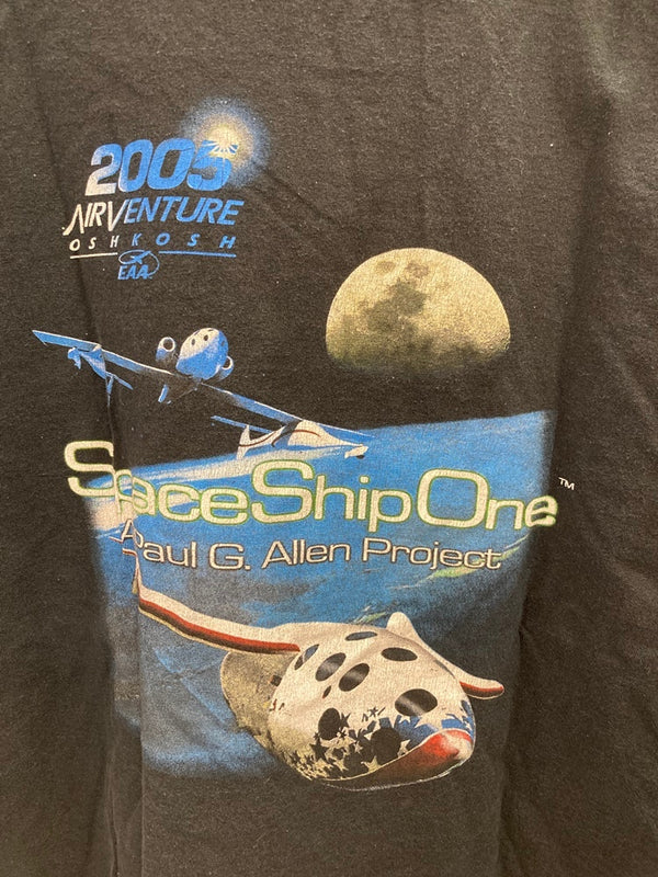 US US古着 00s 2005 ADVENTURE  OSHKOSH  EAA  宇宙 GILDAN XL Tシャツ ネイビー LLサイズ 101MT-2889