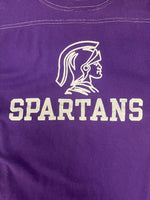 チャンピオン Champion 70s 70's バータグ SPARTANS KWAJALEIN  HIGH SCHOOL フットボールT Tシャツ パープル Lサイズ 101MT-2833