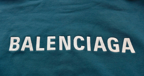 バレンシアガ BALENCIAGA  21SS MIDIUM FIT HOODIE ミディアム フィット フーディ ロゴ プルオーバー WARDROBE  600583 パーカ グリーン Mサイズ 103MT-1730