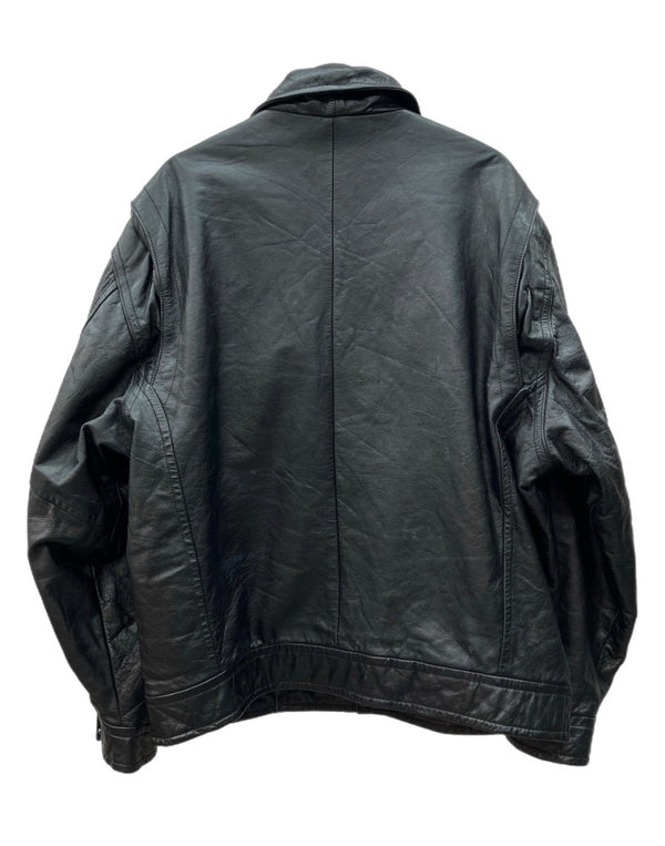 US US古着 LEATHER JACKET レザー ジャケット NOTHING ELSE IS A PEPSI ジップアップ ペプシ 企業 アウター 黒 ジャケット 無地 ブラック XLサイズ 104MT-2226