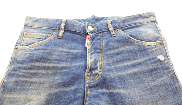 ディースクエアード DSQUARED2 SLASH LIGHT COOL GUY クール ガイ ダメージ ストレート デニム パンツ ジーンズ S74LB0418 S30342 デニム ブルー 46 103MB-474