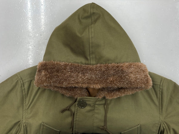 ヒューストン HOUSTON B-9 FLIGHT COAT フライト コート ファー 裏キルティング ジップアップ ミリタリー アウター ジャケット 緑 サイズ 40R ジャケット 無地 カーキ 104MT-1442