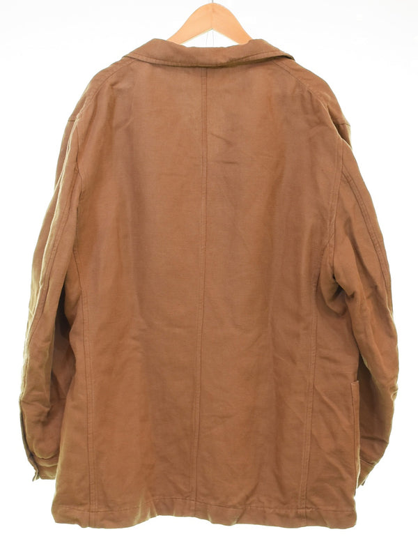 ラルフローレン RalphLauren 90's 三角タグ コットン リネン カバーオール ワークジャケット キャメル 開襟 オープンカラー USA 製 ジャケット ブラウン LLサイズ 103MT-3262
