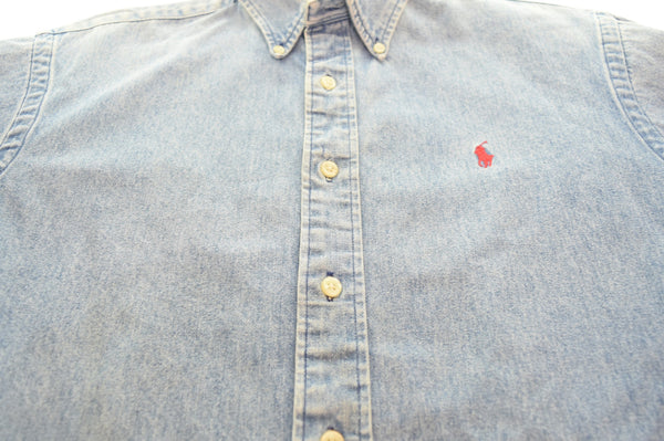 ラルフローレン RalphLauren 80s 90s POLO COUNTRY ポロ カントリービンテージ デニム 長袖 シャツ 長袖シャツ ブルー Sサイズ 103MT-3226