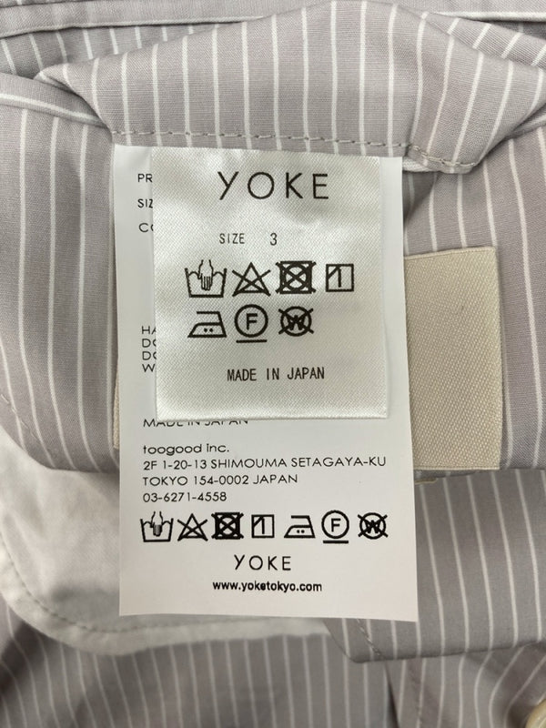 ヨーク YOKE 22SS STRIPE DOUBLE BRESTED SHIRT JACKET ストライプ ダブル ブレスト シャツ ジャケット テーラード 灰 YK22SS0331J サイズ 3 ジャケット ストライプ グレー 104MT-1128