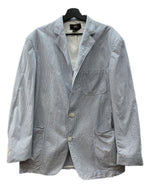 ダブルアールエル RRL 90s TAILORED JACKET テーラード ジャケット シアサッカー 三ツ星タグ Ralph Lauren 白 青 ジャケット ストライプ ブルー Mサイズ 104MT-2261