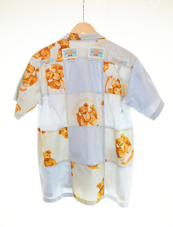 ピンクハウス PINK HOUSE テディベア パッチワーク ワッペン プリント 半袖シャツ 半袖シャツ グリーン Mサイズ 103LT-125