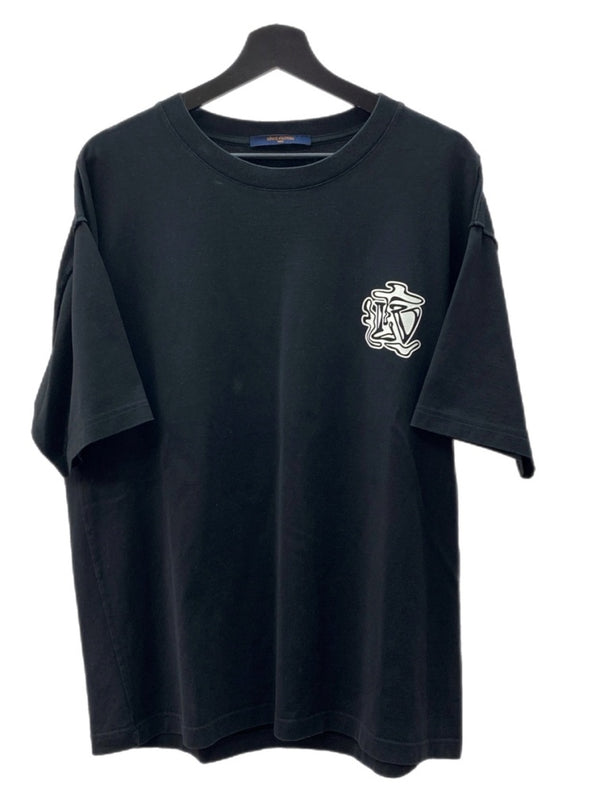 ルイヴィトン LOUIS VUITTON 19AW LV SMOKE PRINT TEE スモーク プリント Tシャツ 半袖 両面 黒 RM192 NPG HHY90W Tシャツ プリント ブラック XLサイズ 104MT-1283