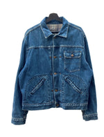ダブルアールエル RRL 90s DENIM JACKET デニム ジャケット 三ツ星タグ USA製 シンチバック 裏地チェック Ralph Lauren 青 ジャケット ロゴ ブルー Mサイズ 104MT-1366