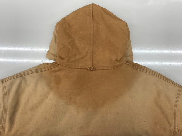 カーハート Carhartt ACTIVE JACKET アクティブジャケット ジップアップ 企業ロゴ フーディ ダック地 キャメル アウター 茶 ジャケット ロゴ ブラウン 2XLサイズ 104MT-1875