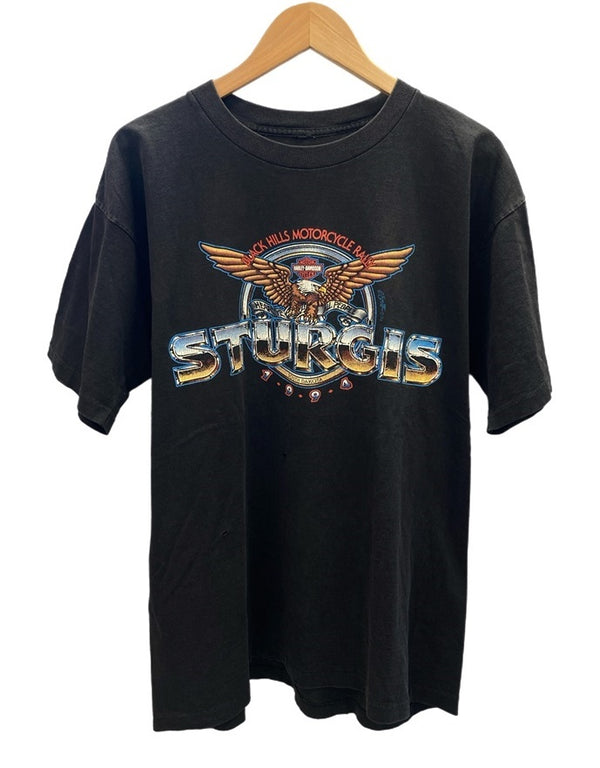 ハーレーダビッドソン Harley-Davidson 90s ©1994 Vintage ヴィンテージ  STURGIS  プリントTシャツシャツ  黒 Tシャツ ブラック 101MT-2991