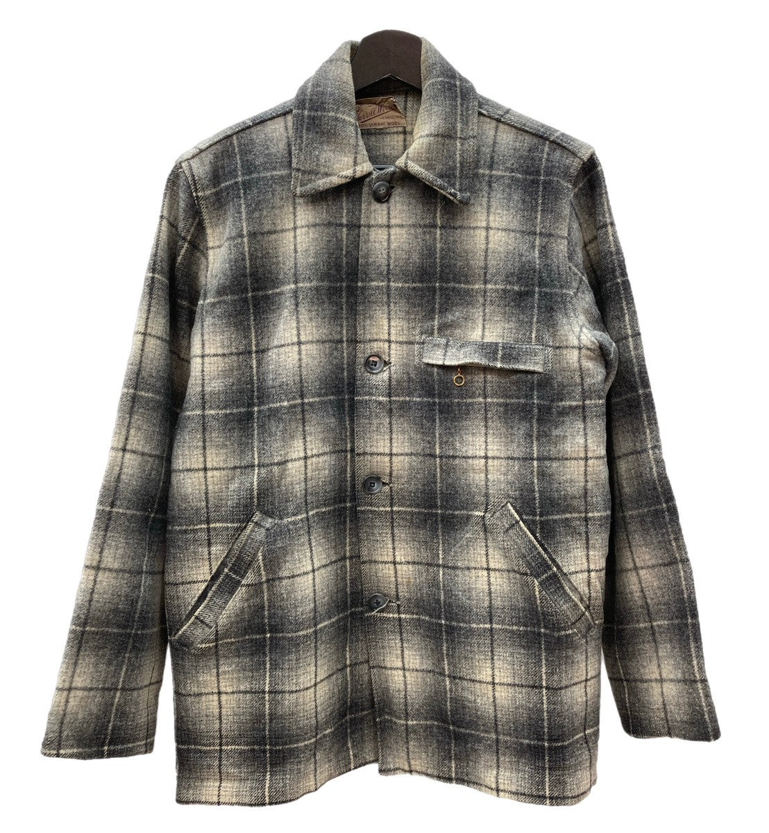 30s オンブレチェック ウール ジャケット ブルゾン ヴィンテージ 30s オンブレチェック ウール ジャケット ブルゾン ヴィンテージ 30s