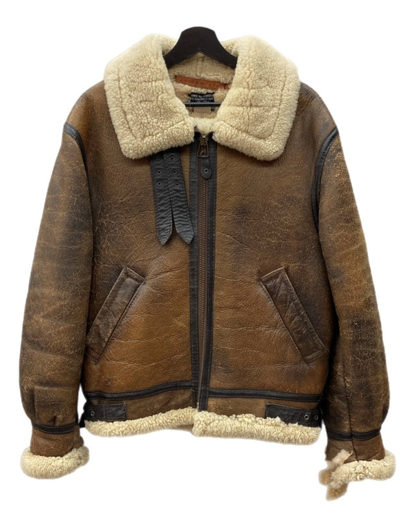 アビレックス AVIREX B-3 MOUTON FLIGHT JACKET ムートン フライト ジャケット ボア ジップアップ 軍物 アウター 茶 33H5595 サイズ 36 ジャケット 無地 ブラウン 104MT-1713