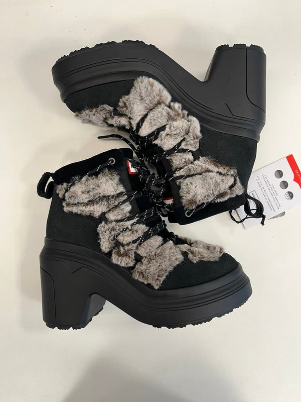 ハンター HUNTER ANKLE FAUXFER HEEL アンクルフォーファー ヒールブーツ 防水 黒 WFP1107LPR レディース靴 ブーツ その他 ブラック UK3(参考サイズ約22cm) 101sh-2086