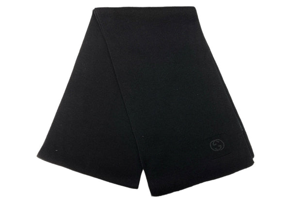 グッチ GUCCI GG LOGO SCARF ロゴ マフラー スカーフ 刺繍 黒 マフラー・ストール ロゴ ブラック 104Z-27