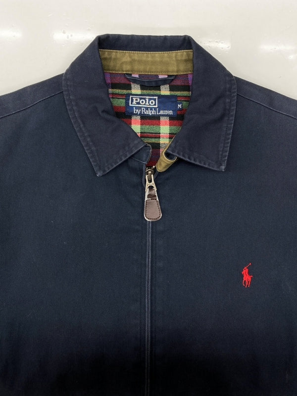 ラルフローレン RalphLauren 90s 90年代 スウィングトップ アウター ブルゾン 裏地ネル チェック 刺繍 ポニー 紺 ジャケット ロゴ ネイビー Mサイズ 104MT-2284
