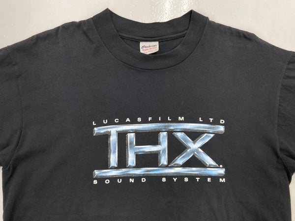 ヴィンテージ vintage 90s 90年代 Lucasfilm ルーカスフィルム THX 企業T ムービーT Stedman USA製 両面 黒 Tシャツ プリント ブラック Lサイズ 104MT-1613