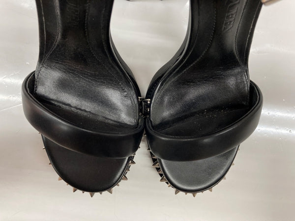 アレキサンダー・マックイーン Alexander McQueen スパイクソール サンダル ハイヒール ブロックハイヒール スタッズ オープントゥ カーフレザー イタリア製 BLACK 黒 18176123 レディース靴 サンダル ストラップ ブラック SIZE39 104S-992