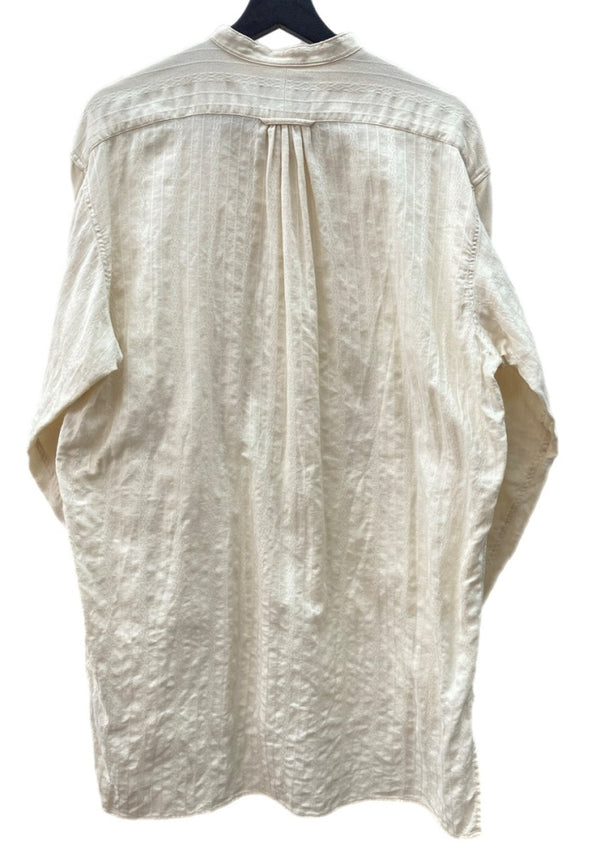 ダブルアールエル RRL 90s 三ツ星タグ SHIRT バンドカラー ヘンリーネック ハーフボタン ヴィンテージ VINTAGE ラルフローレン RALPH LAUREN コットン モーリシャス製 BEIGE 長袖シャツ 刺繍 ベージュ Mサイズ 104MT-2025