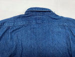 ダブルアールエル RRL 三ツ星タグ DENIM SHIRT デニム ステンカラー フロントボタン メタルボタン ヴィンテージ VINTAGE ラルフローレン RALPH LAUREN フィリピン製 INDIGO インディゴ BLUE 青 長袖シャツ 無地 ブルー Mサイズ 104MT-1954