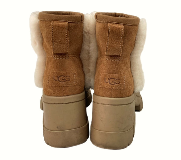 アグ UGG Brooklyn Sunburst ブルックリン サンバースト Boots 厚底 ヒール スエード ファー ムートン BROWN 茶色 1145710 レディース靴 ブーツ ムートンブーツ ブラウン 25cm 104S-702