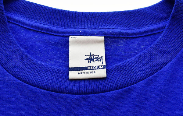 ステューシー STUSSY 90s Vintage OLD STUSSY 銀タグ USA製 モノグラムプリント ロンT ブルー Mサイズ 103MT-1251