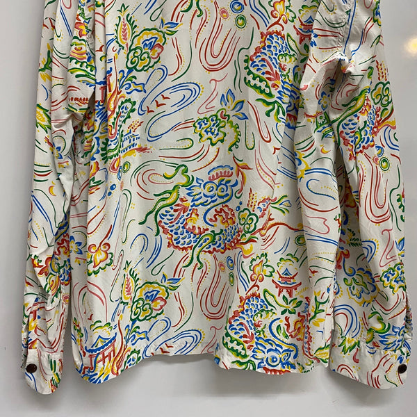 【曜日割引対象外】 サンサーフ SUN SURF レーヨンハワイアンシャツ GUARDIAN SPIRIT  SS29201 長袖シャツ ホワイト Mサイズ 201MT-4394 VB