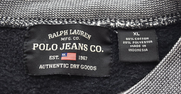 ラルフローレン RalphLauren POLO JEANS 00's 霜降り グレー 前V スウェット OLD U . S . R . L . コットンポリ スウェット グレー LLサイズ 103MT-3263