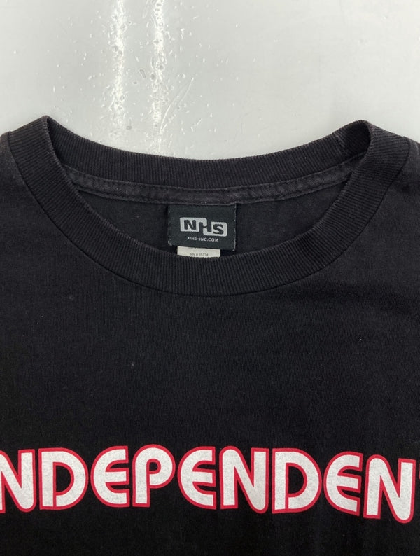 ヴィンテージ vintage 90s 00s INDEPENDENT インディペンデント PRINT S/S TEE プリント Tシャツ NHSタグ OLDSKATE スケボー 両面プリント 黒 Tシャツ ロゴ ブラック Lサイズ 104MT-1209